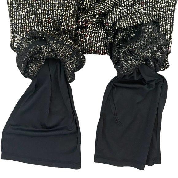 Black and Gold Sequin High Waisted Sparkly Wide leg Pants Wide Leg Pants. Med. - Picture 13 of 15